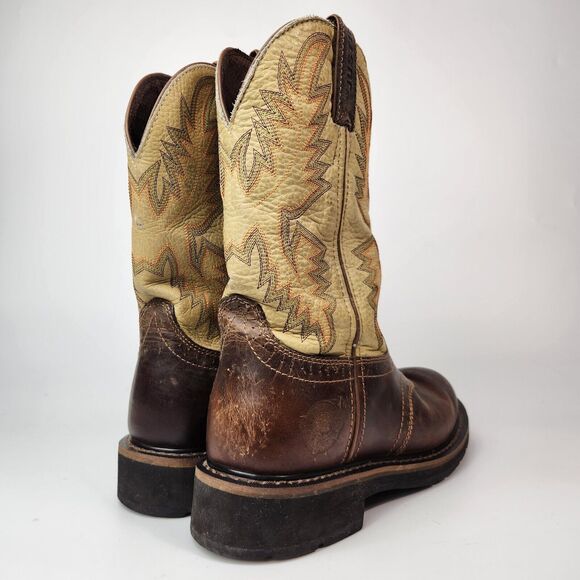 Justin Boots Mens 8D WK4660 Cowboy Western Chore Workwear Rodeo Rainbow Stitch - Picture 7 of 13